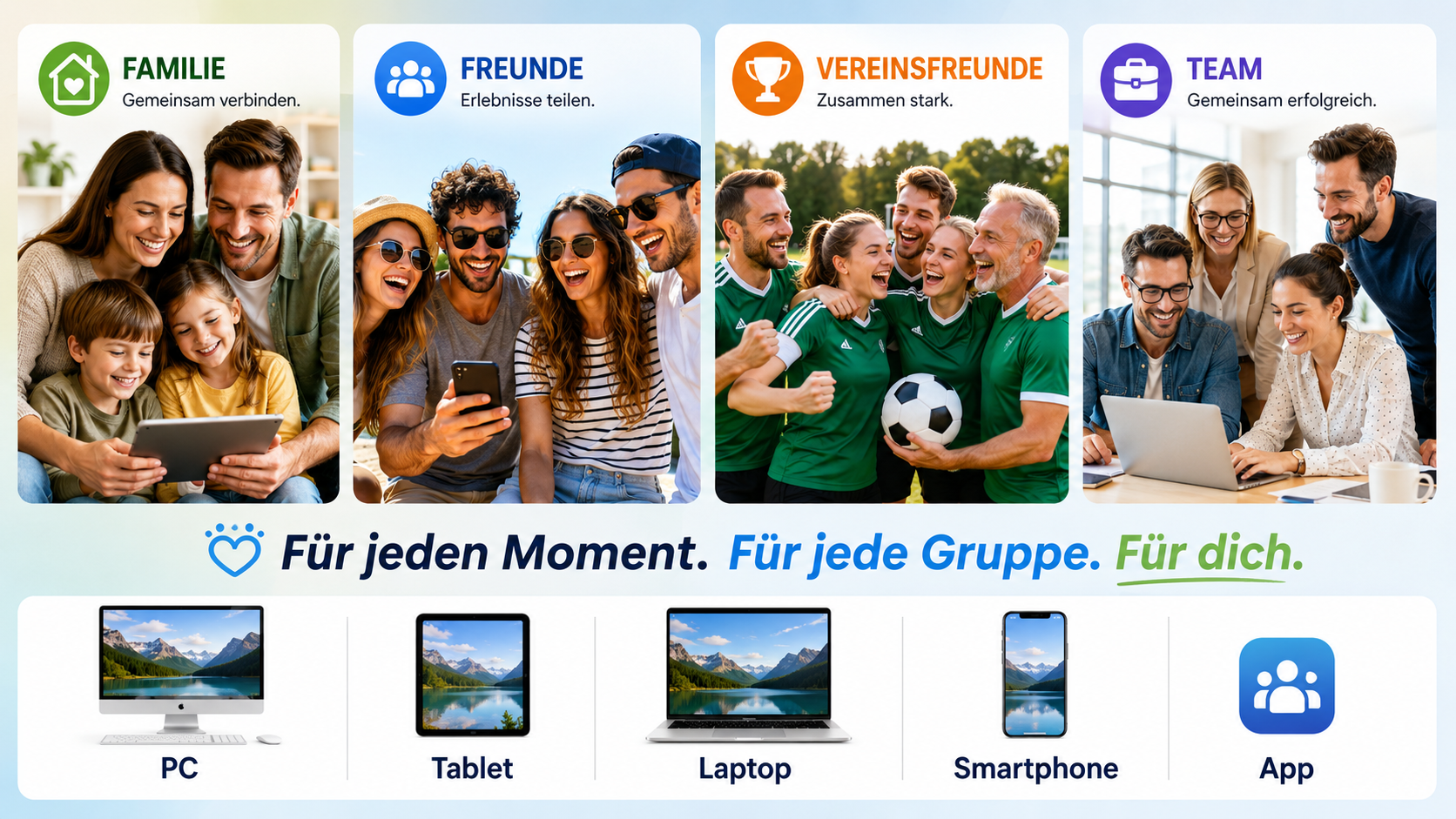 1A-Life Messenger für Familie, Freunde, Vereinsfreunde und Teams auf PC, Tablet, Laptop, Smartphone und App
